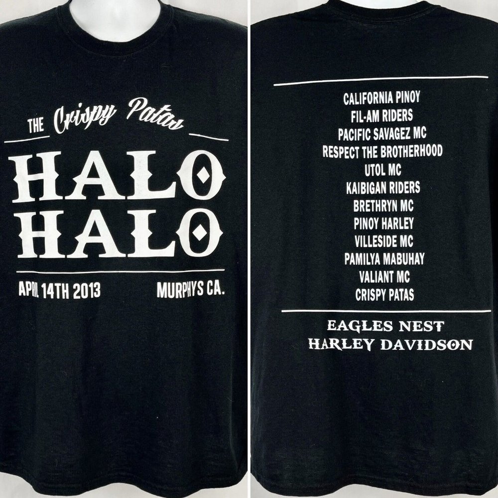 Crispy Patas Halo Halo Pinoy Motorcycle Rally 2013 T-Shirt XL Murphys CA Harley